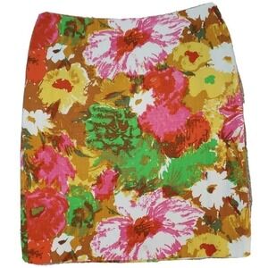 Talbots ~Woman Size 10Petite~ Pink/Yellow Floral Cotton Skirt Lined NWT $89.50